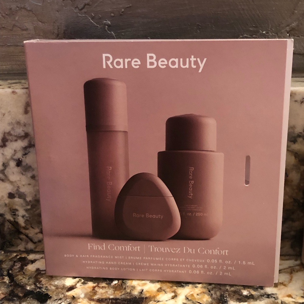 Rare Beauty Find Comfort Sample/Vial Spray/Hand Cream/Body Lotion Sampler Set